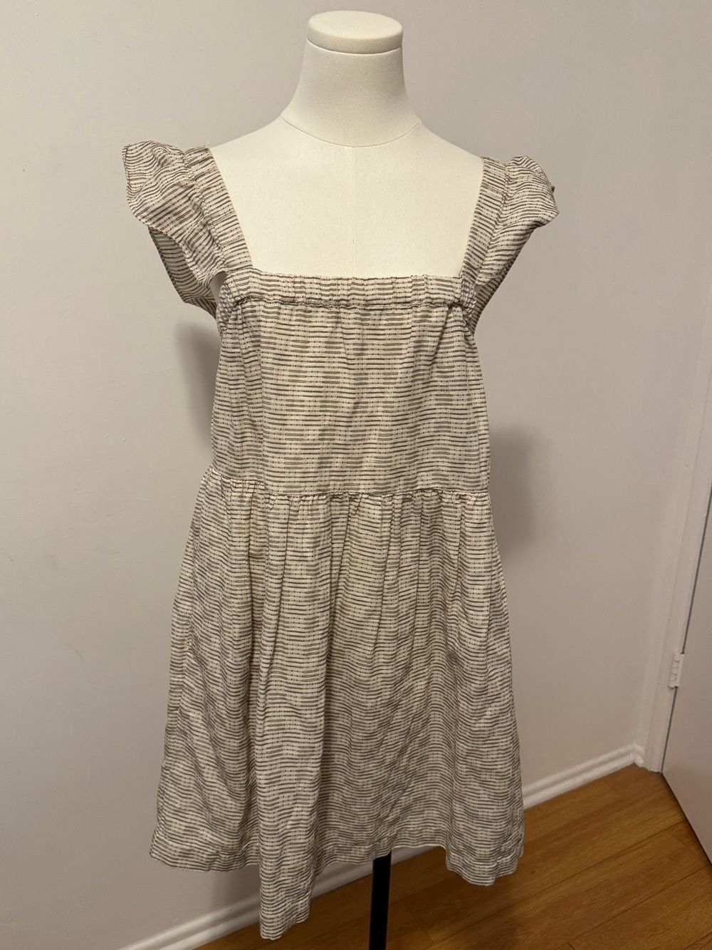 Madewell Cream and Black Striped Mini Dress Small